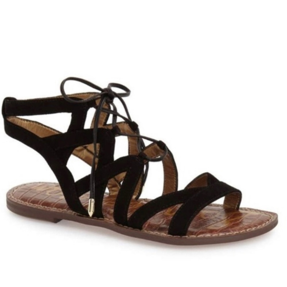 Sam Edelman Gemma Black Suede Gladiator Sandals Size 7.5